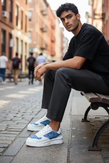 Adidasi barbati casual, albastri L76