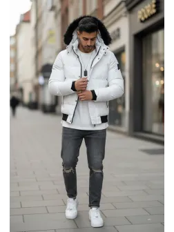 Geaca barbati de iarna, alba, cu defect A98 D0-4