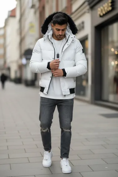 Geaca barbati de iarna, alba, cu defect A98 D0-4