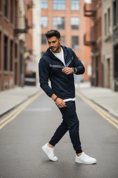 Trening barbati slim fit maro, Pantaloni + hanorac RM09