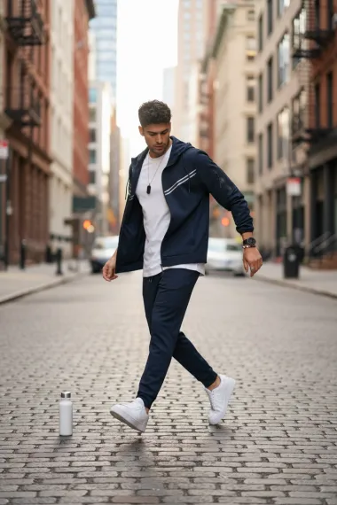 Trening barbati slim fit maro, Pantaloni + hanorac RM09