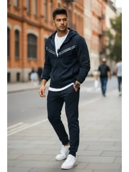 Trening barbati slim fit maro, Pantaloni + hanorac RM09