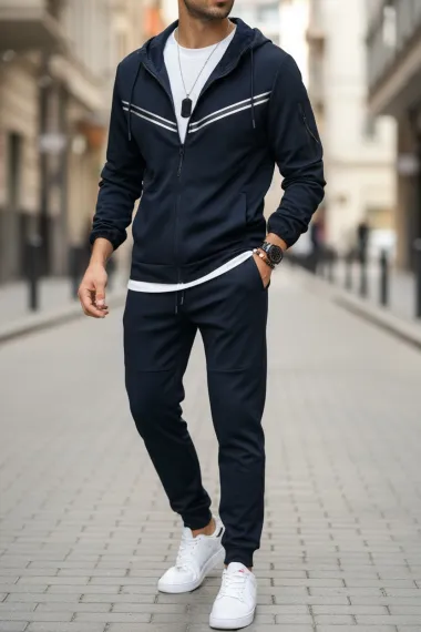 Trening barbati slim fit maro, Pantaloni + hanorac RM09