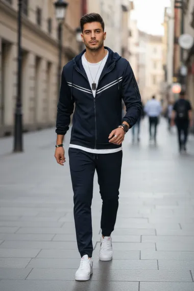 Trening barbati slim fit maro, Pantaloni + hanorac RM09