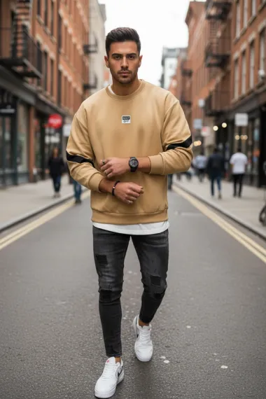 Bluza barbati crem slim fit 71412 23-3.2