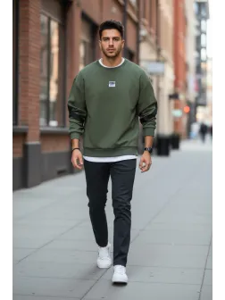 Bluza barbati kaki slim fit 71412 D8-5
