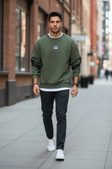 Bluza barbati kaki slim fit 71412 D8-5