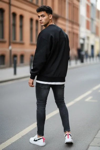 Bluza barbati neagra slim fit 71412 23-3.3