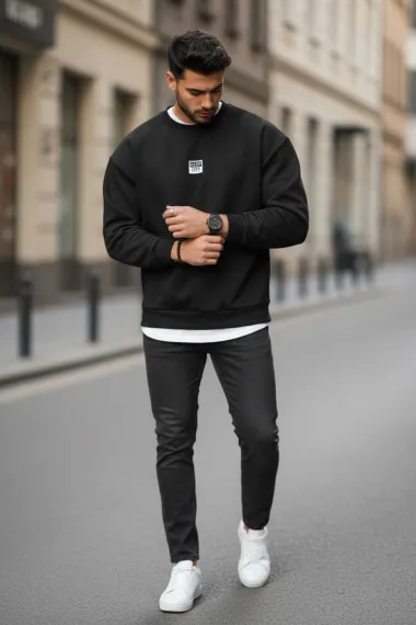 Bluza barbati neagra slim fit 71412 23-3.3