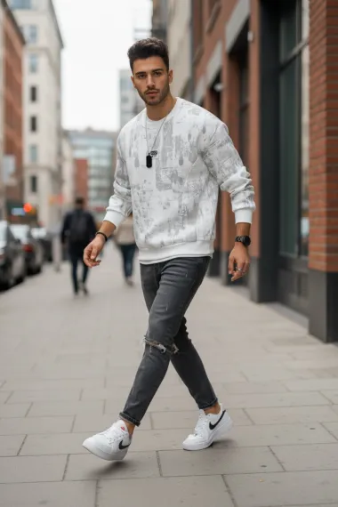 Bluza barbati alba slim fit 71413 i3-1.3