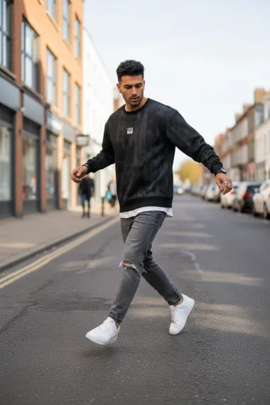 Bluza barbati neagra slim fit 71413