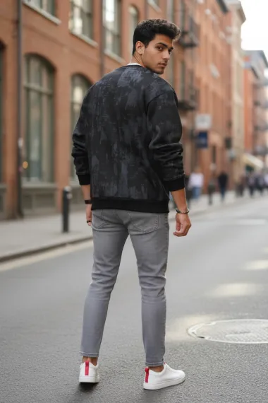 Bluza barbati neagra slim fit 71413