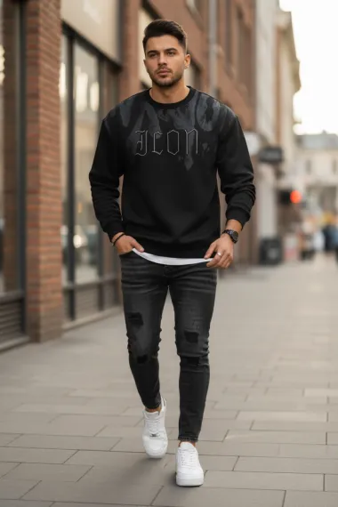 Bluza barbati neagra slim fit 71414 I16-3.3