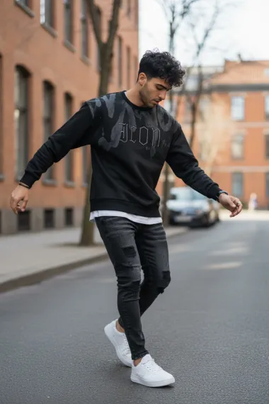 Bluza barbati neagra slim fit 71414 I16-3.3