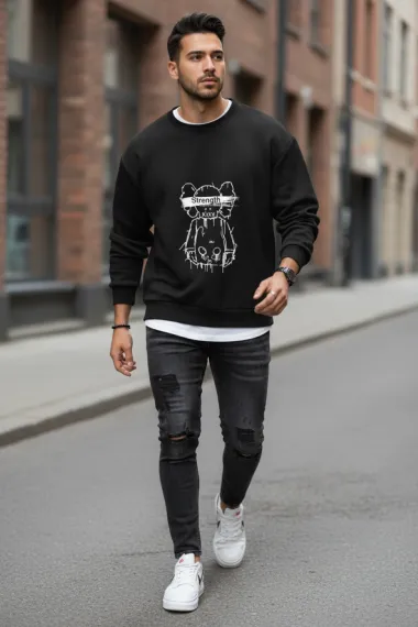 Bluza barbati neagra slim fit 71415 i15-2.1