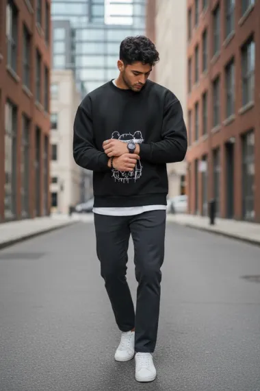 Bluza barbati neagra slim fit 71415 i15-2.1