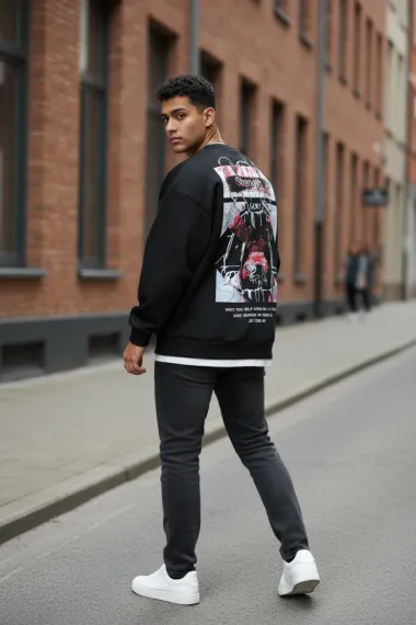 Bluza barbati neagra slim fit 71415 i15-2.1