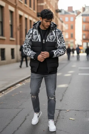 Geaca barbati de iarna neagra a13