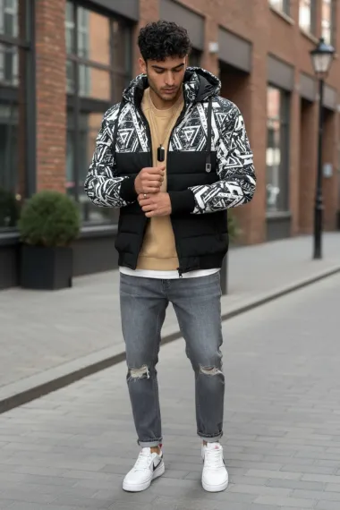 Geaca barbati de iarna neagra a13