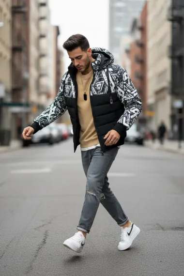 Geaca barbati de iarna neagra a13