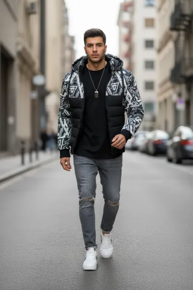 Geaca barbati de iarna neagra a13