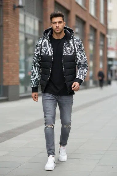 Geaca barbati de iarna neagra a13