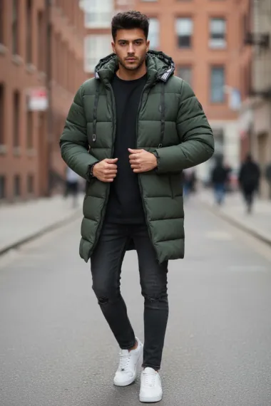 Geaca barbati de iarna kaki, lunga A72