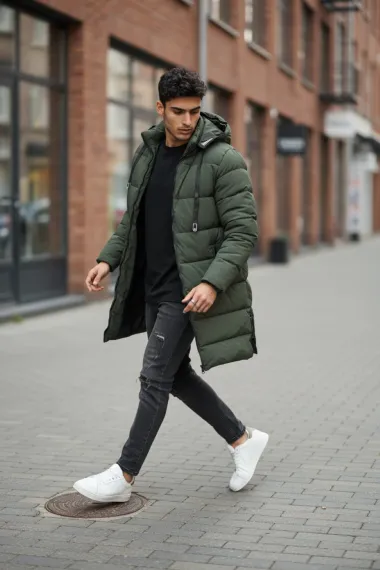 Geaca barbati de iarna kaki, lunga A72