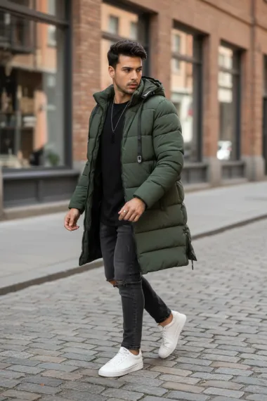 Geaca barbati de iarna kaki, lunga A72