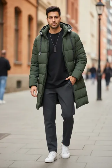 Geaca barbati de iarna kaki, lunga A72