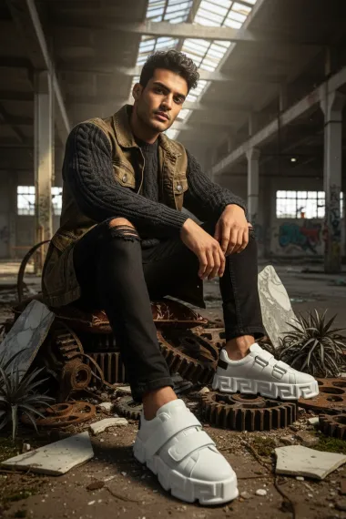 Adidasi barbati VSC Greca albi , cu arici 092