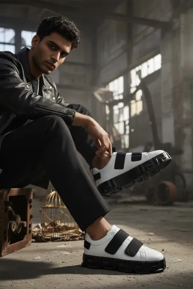 Adidasi barbati VSC Greca albi cu negru, cu arici 092