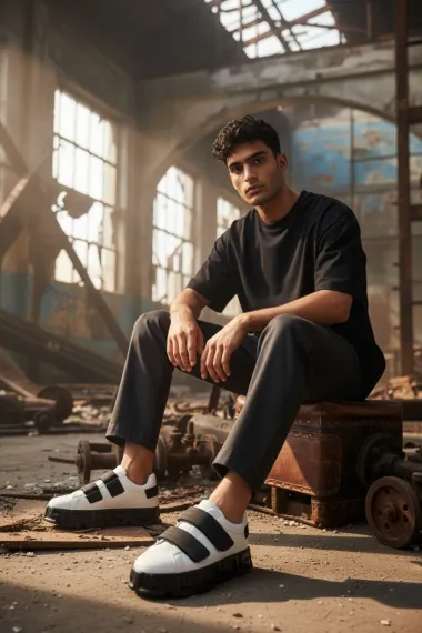 Adidasi barbati VSC Greca albi cu negru, cu arici 092