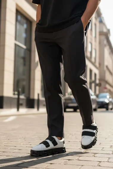 Adidasi barbati VSC Greca albi cu negru, cu arici 092