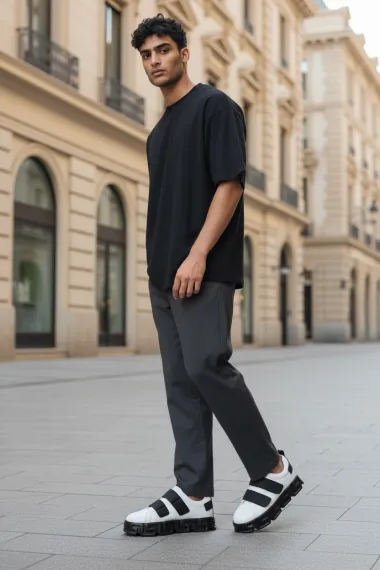 Adidasi barbati VSC Greca albi cu negru, cu arici 092