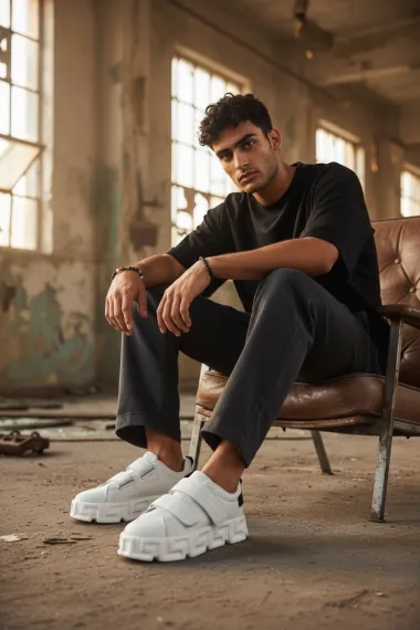 Adidasi barbati VSC Greca albi , cu arici 092