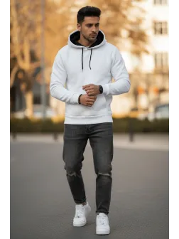 Hanorac barbati slim fit, alb 13411