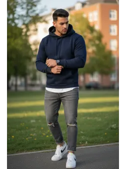 Hanorac barbati slim fit, bleumarin 13411