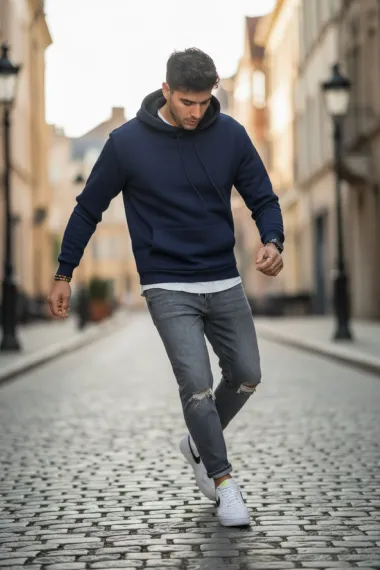 Hanorac barbati slim fit, bleumarin 13411