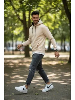 Hanorac barbati slim fit, crem 13411