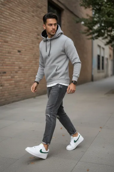 Hanorac barbati slim fit, gri 13411