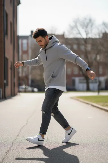 Hanorac barbati slim fit, gri 13411