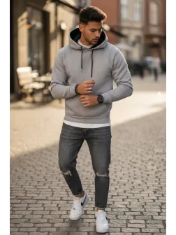 Hanorac barbati slim fit, gri 13411