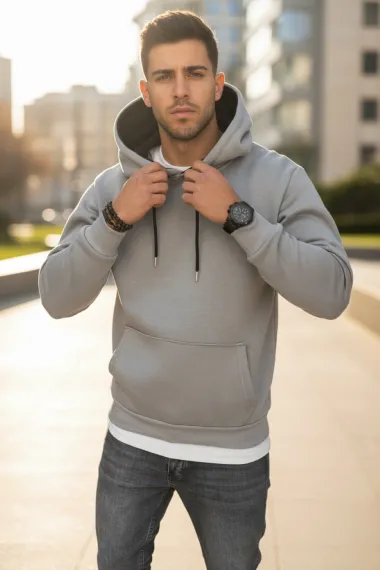 Hanorac barbati slim fit, gri 13411