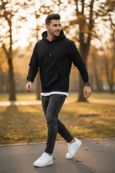 Hanorac barbati slim fit, negru 13411