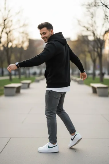 Hanorac barbati slim fit, negru 13411