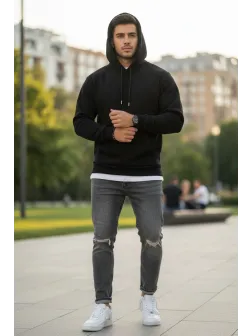 Hanorac barbati slim fit, negru 13411