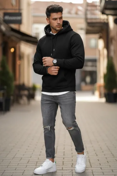 Hanorac barbati slim fit, negru 13411