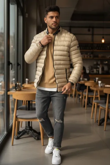 Geaca barbati de iarna bej 13412