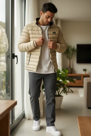 Geaca barbati de iarna bej 13412